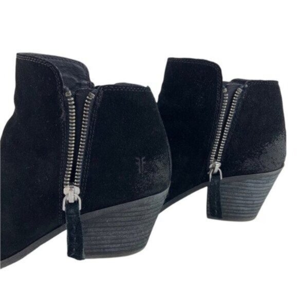 Frye Ankle Booties Judy Black Suede Heeled